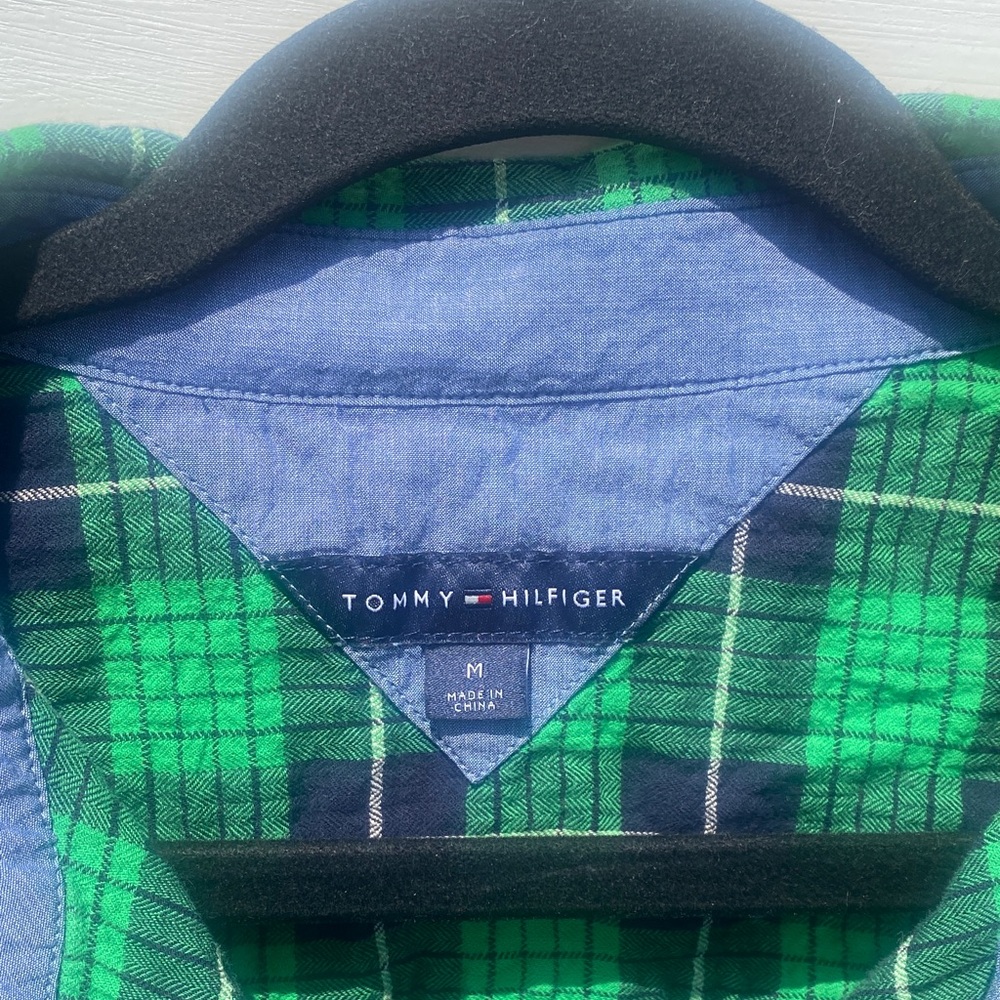 Tommy Hilfiger Green and Navy Plaid Button-Down Shirt - Picture 2 of 10